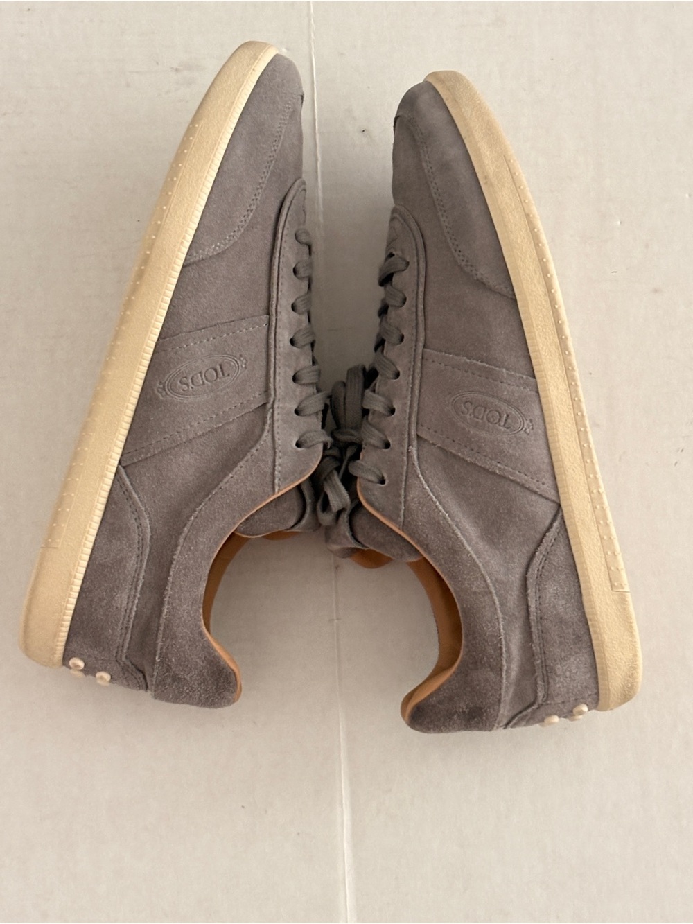 TOD’S Men's Tabs Suede Grey Low-Top Sneakers US 9 Made in Italy - Picture 10 of 12